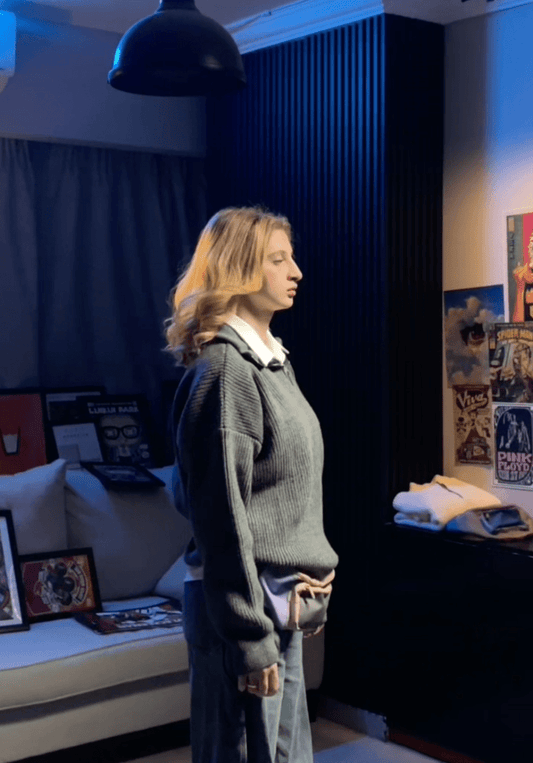 KNIT Q - ZIP SWEATER - GRAY - Underrated store