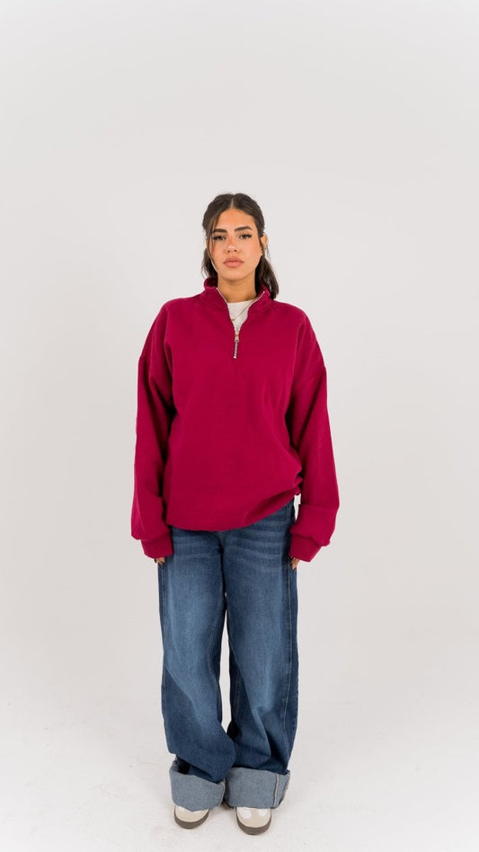 Q - ZIP SWEATSHIRT - Burgundy - Underrated store