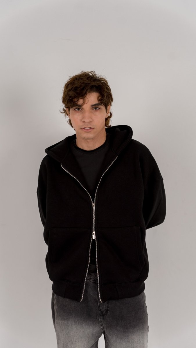 BLACK ZIP - UP BOXY FIT - Underrated store