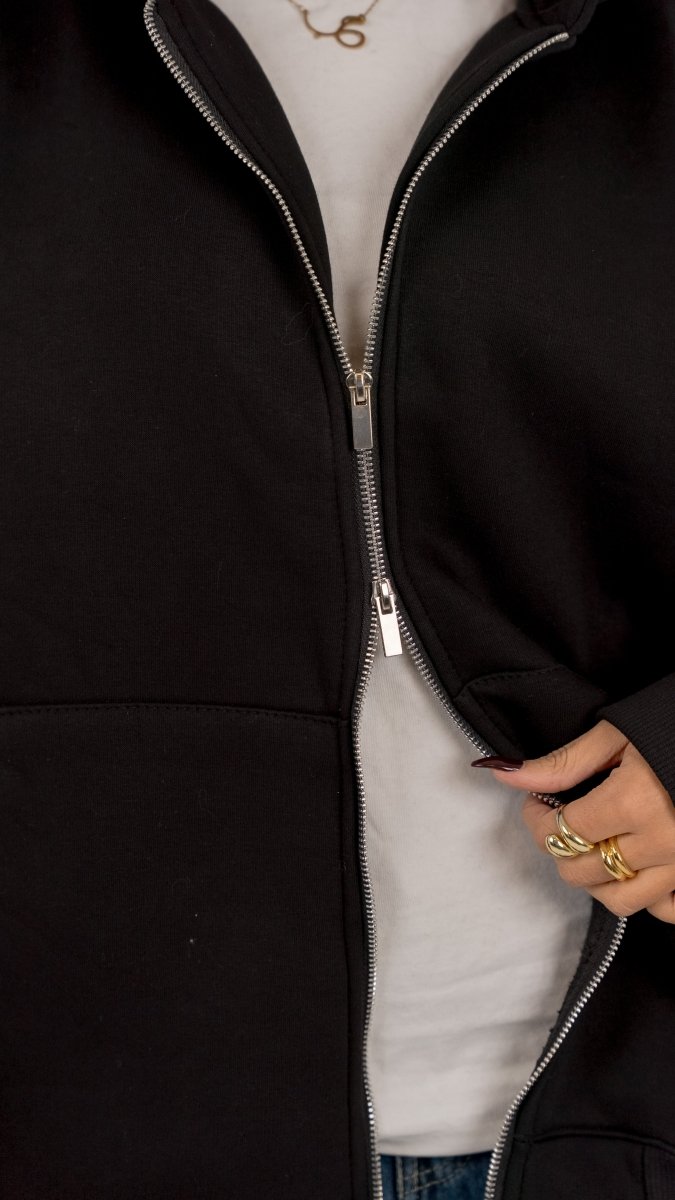 BLACK ZIP - UP BOXY FIT - Underrated store