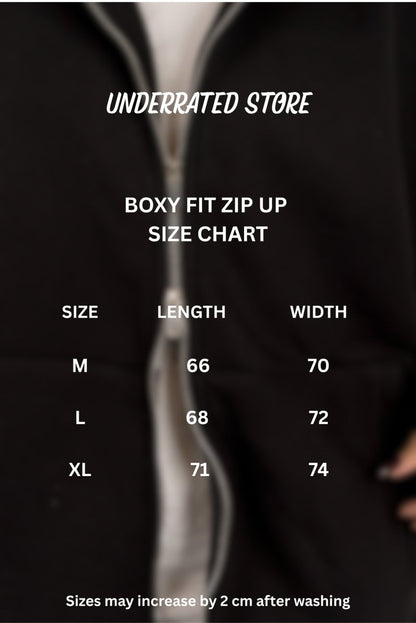 BLACK ZIP - UP BOXY FIT - Underrated store