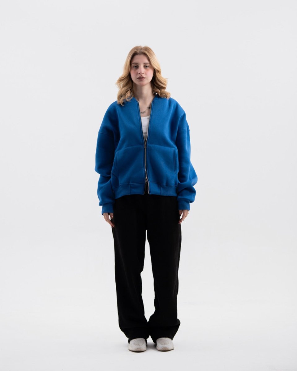 BLUE ZIP - UP BOXY FIT - Underrated store