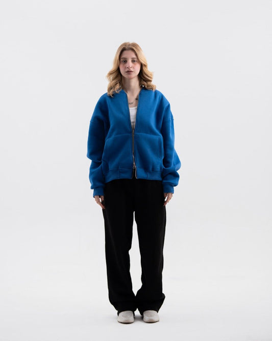 BLUE ZIP - UP BOXY FIT - Underrated store