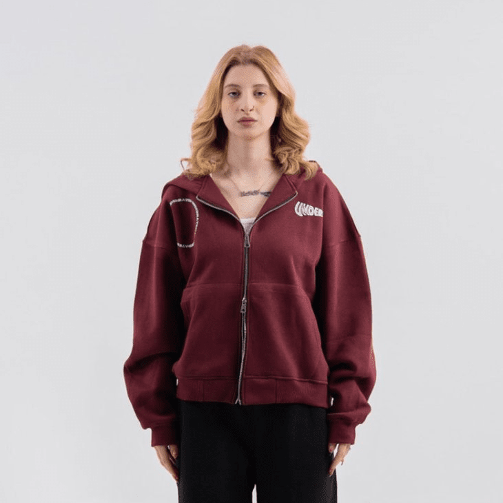 BURGANDY X UNDERRATED ZIP - UP - Underrated store