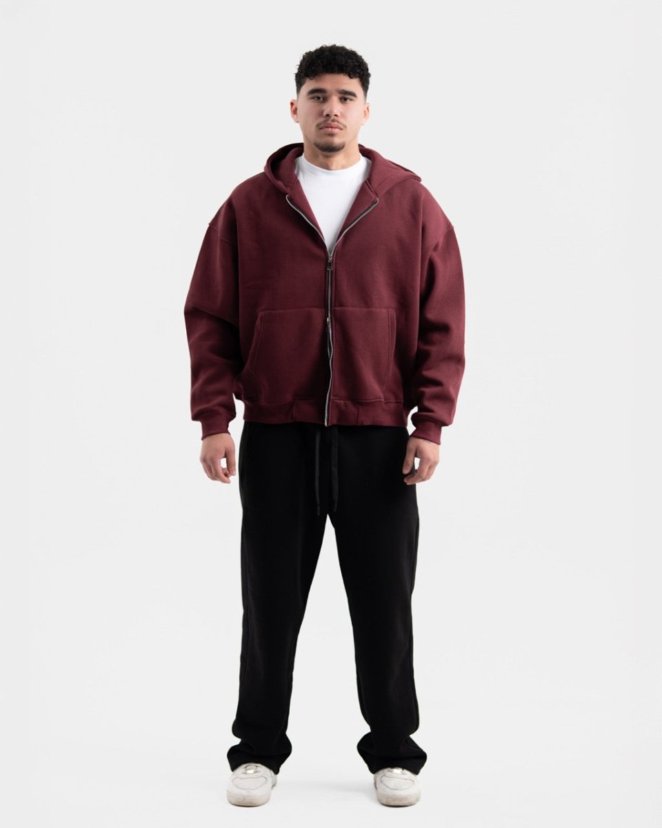 BURGANDY ZIP - UP BOXY FIT - Underrated store