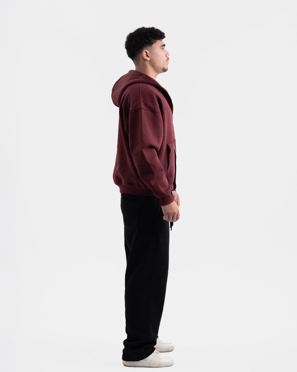 BURGANDY ZIP - UP BOXY FIT - Underrated store