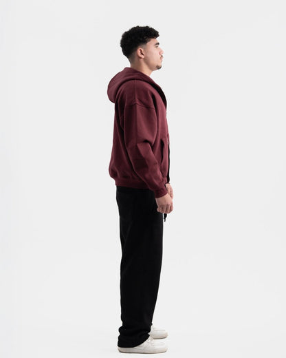 BURGANDY ZIP - UP BOXY FIT - Underrated store