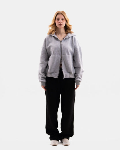 GRAY ZIP - UP BOXY FIT - Underrated store