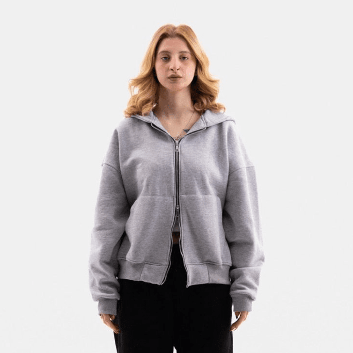 GRAY ZIP - UP BOXY FIT - Underrated store