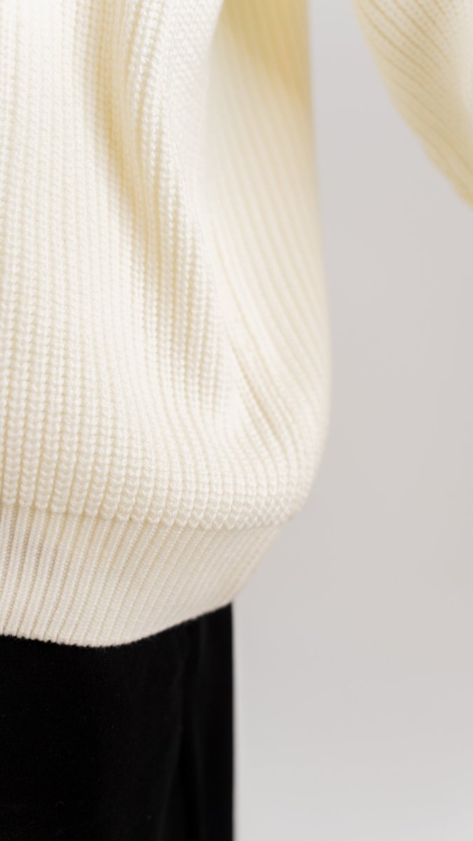 KNIT Q - ZIP SWEATER - CREAM - Underrated store