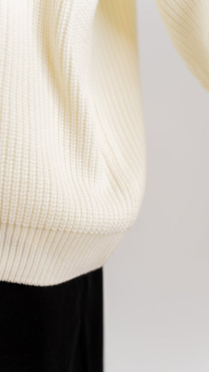 KNIT Q - ZIP SWEATER - CREAM - Underrated store