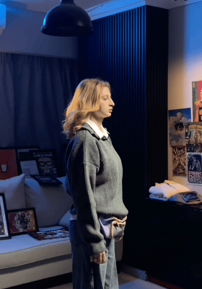 KNIT Q - ZIP SWEATER - GRAY - Underrated store