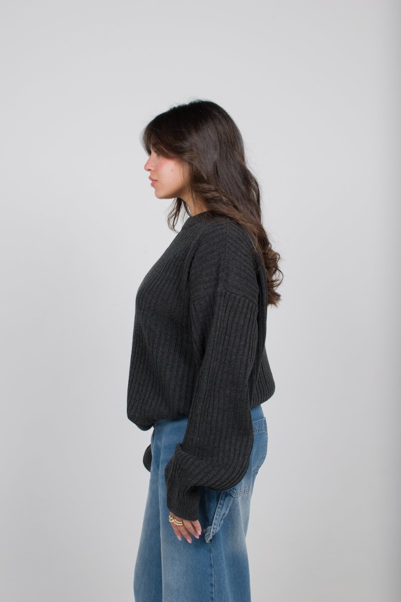 Knitted Sweater Dark Gray - Underrated store