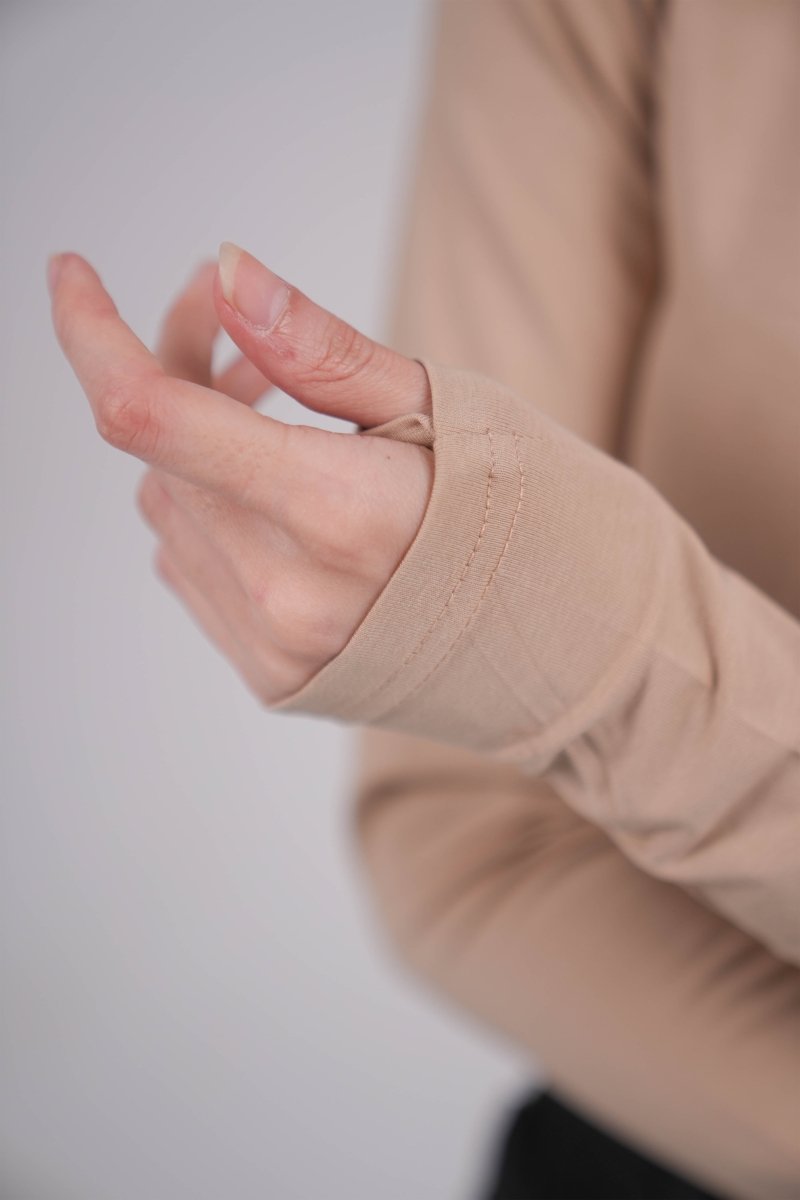 Long Sleeve Beige Basic Top - Underrated store