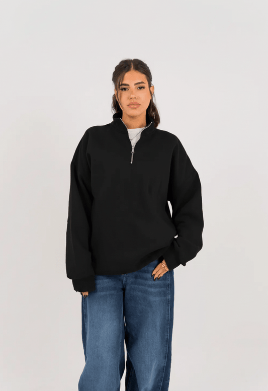 Q - ZIP SWEATSHIRT - Black - Underrated store