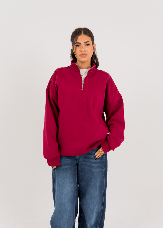 Q - ZIP SWEATSHIRT - Burgundy - Underrated store