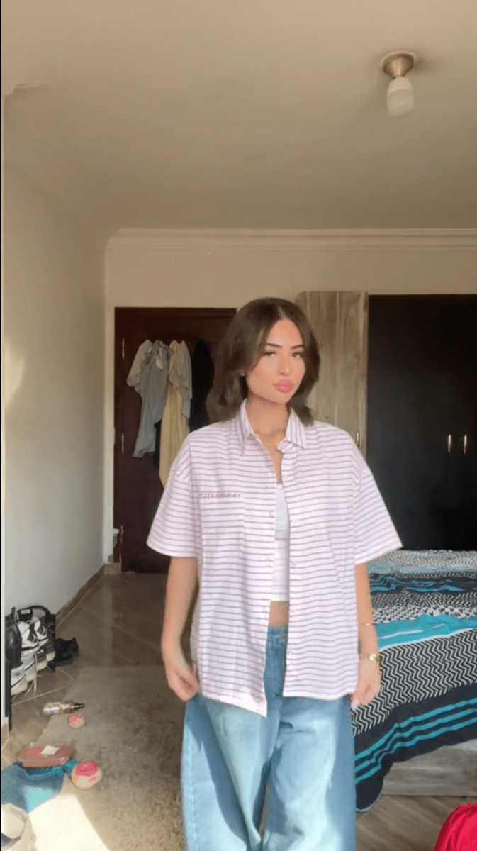 Striped Shirt Ruby Pink Boxy - Underrated