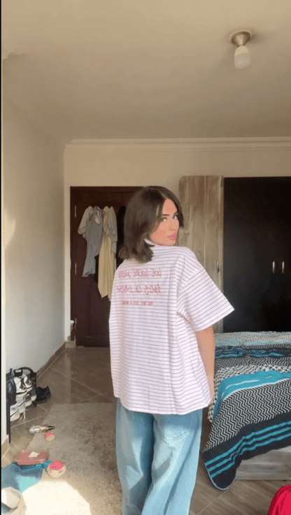 Striped Shirt Ruby Pink Boxy - Underrated