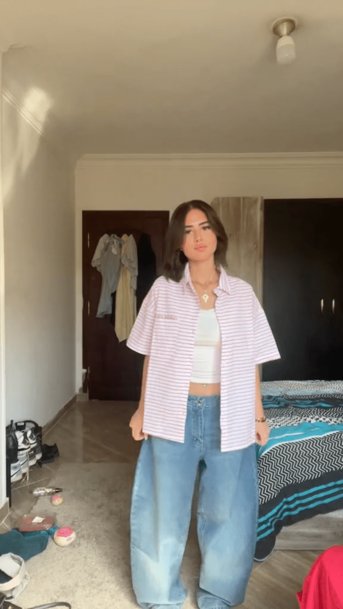 Striped Shirt Ruby Pink Boxy - Underrated